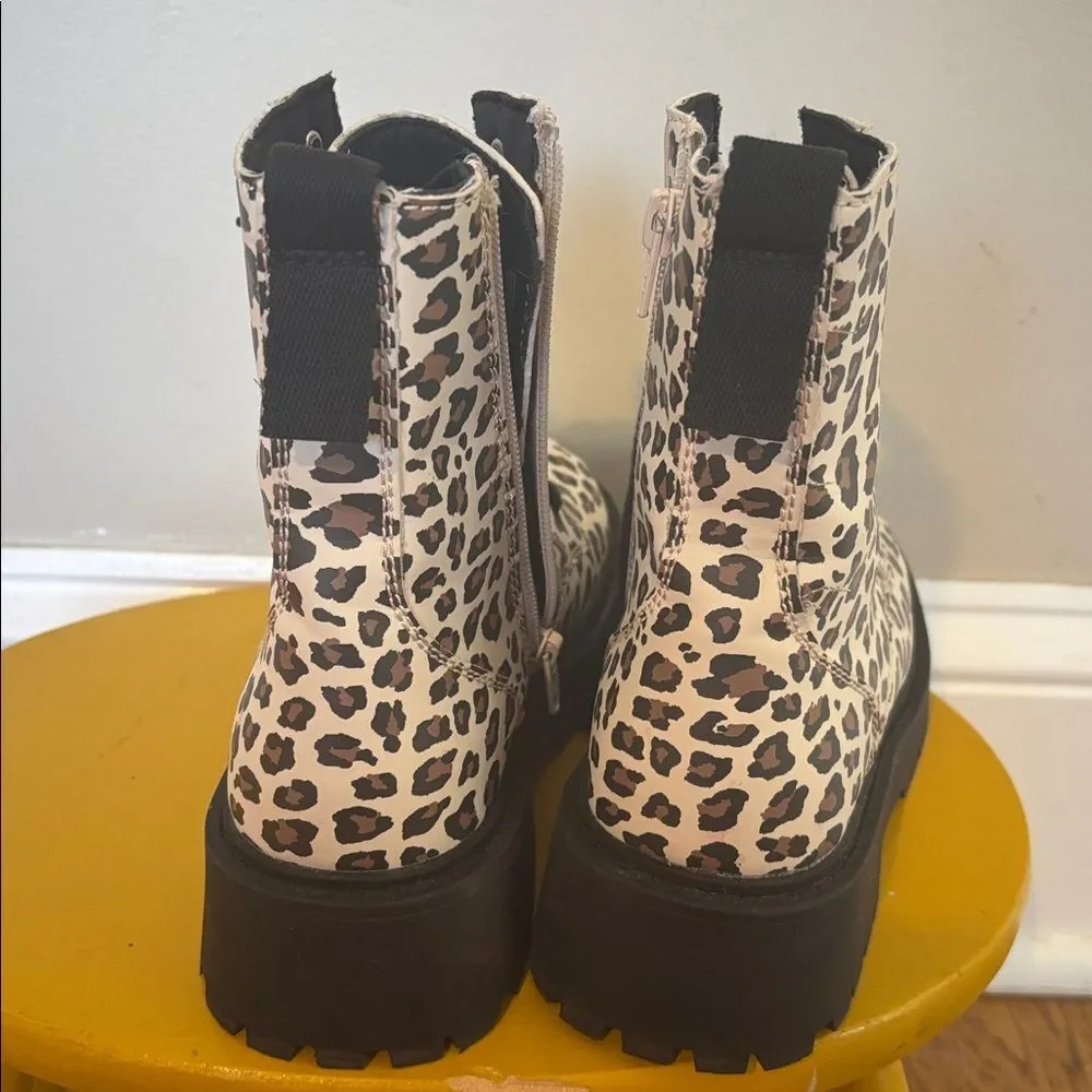 Zara euro size 34 Girls Leopard Print Lace-Up Ankle Boots